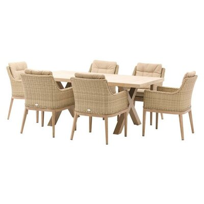 Bramble crest Monterey Sandstone Ceramic Rectangle 6 Seat Dining Set