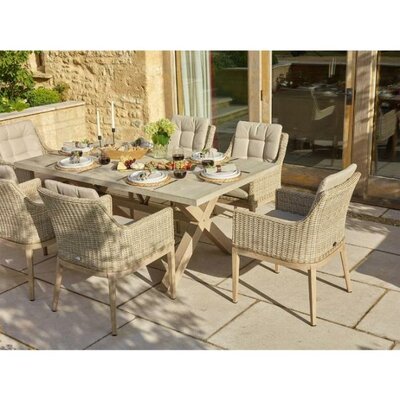 Bramble crest Monterey Sandstone Ceramic Rectangle 6 Seat Dining Set