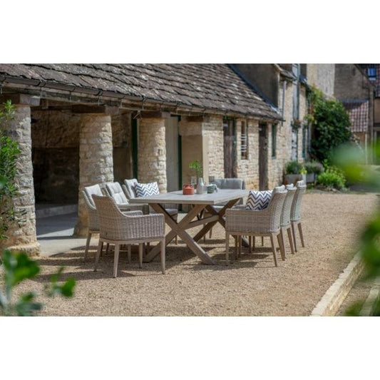 Bramblecrest Monterey Sandstone Rectangle 8 seat ceramic Table Set