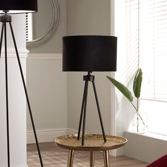 Houston Matt Black Metal Tripod Table Lamp