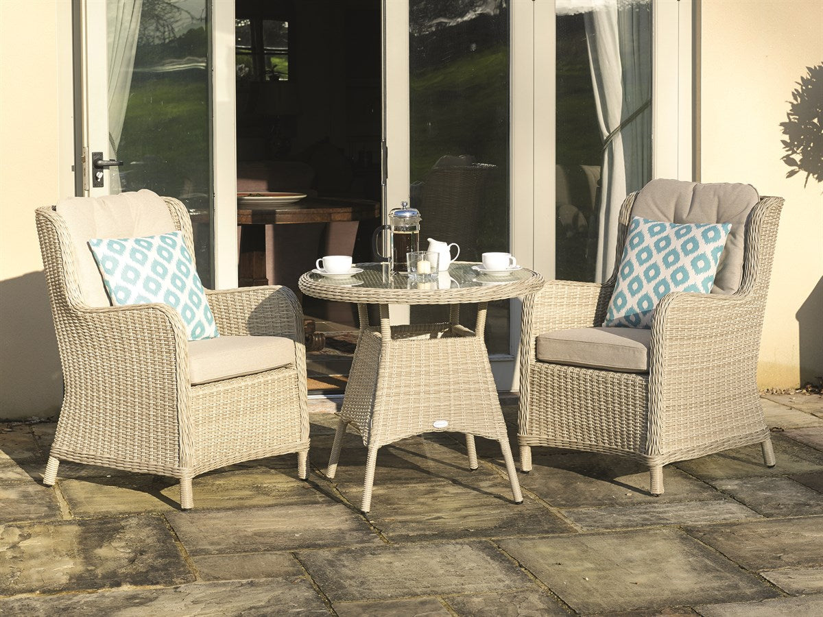 Chedworth Sandstone Rattan Round Bistro Set