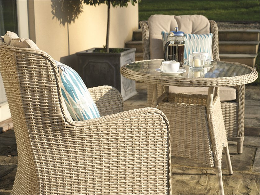 Chedworth Sandstone Rattan Round Bistro Set